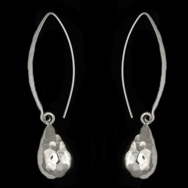 Hammered 3D Teardrop on Long Wire
