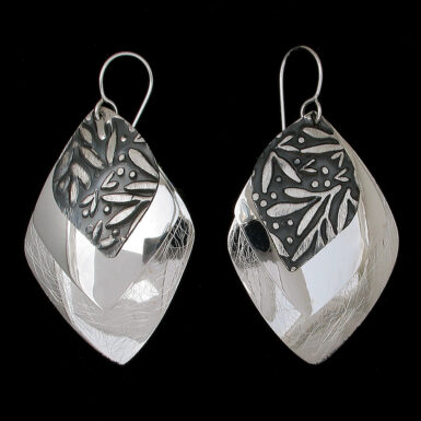 Sterling Silver Triple Layer Textured Earrings
