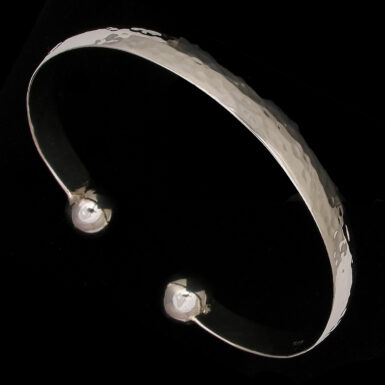 Hammered Cuff with Beaded Ends