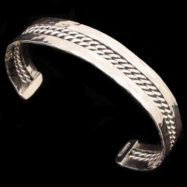Hammered Cuff with Braided Center