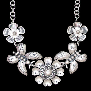 Old Mexico Flower & Butterfly Necklace