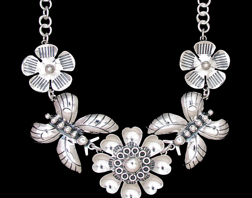 Old Mexico Flower & Butterfly Necklace