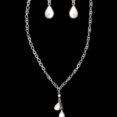 Sterling silver infinity teardrop necklace and earrings jewelry set