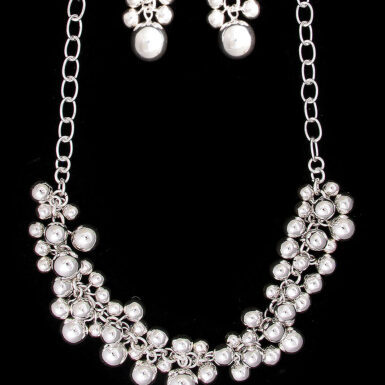 Multi Ball Sterling Silver Wholesale Jewelry Earring and Necklace Set