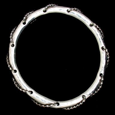 Hammered Tube Wire Wrapped Bangle