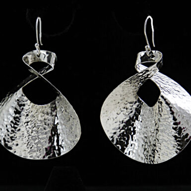 Wide Ribbon Hammered Earring