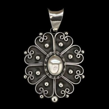 Handmade classic Old Mexico Style sterling silver pendant