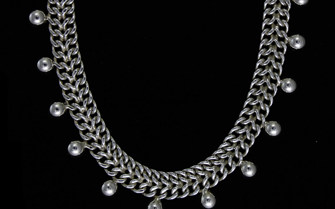 Braided Necklace with Half Balls