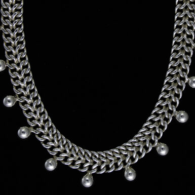 Sterling silver wholesale braided necklace with half balls