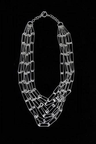 Handmade, sterling silver paper clip necklace
