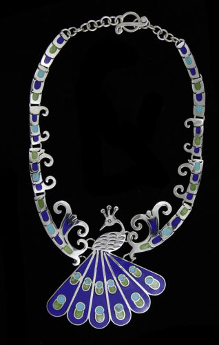Handmade Sterling Silver Wholesale Jewelry Blue Peacock Necklace