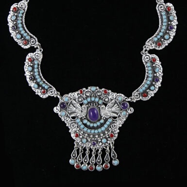 Sterling silver handmade multi stone birds wholesale jewelry necklace