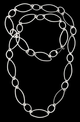 Long oval link sterling silver chain necklace