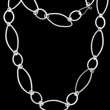Long oval link sterling silver chain necklace