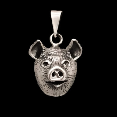 Sterling Silver Pig Pendant