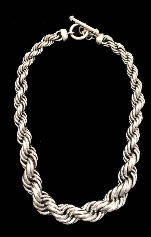 Sterling silver graduated rope chain necklace