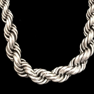 Sterling silver graduated rope chain necklace