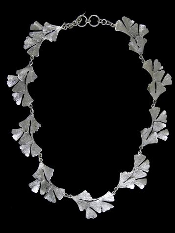 Handmade, sterling silver gingko flower necklace 