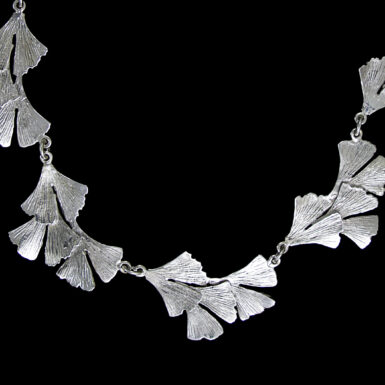 Handmade, sterling silver gingko flower necklace