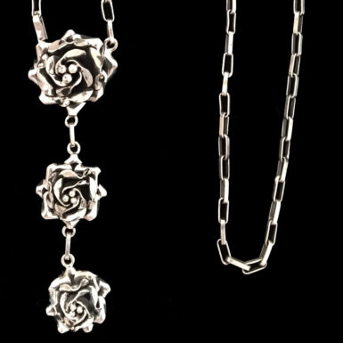 Handmade sterling silver necklace with triple rose design