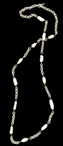 Unique Sterling silver biwa chain necklace 