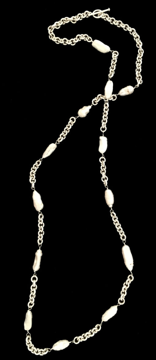 Unique Sterling silver biwa chain necklace