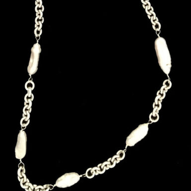 Unique Sterling silver biwa chain necklace