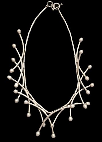 Handmade sterling silver mobile pearl necklace