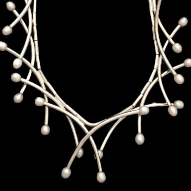 Handmade sterling silver mobile pearl necklace