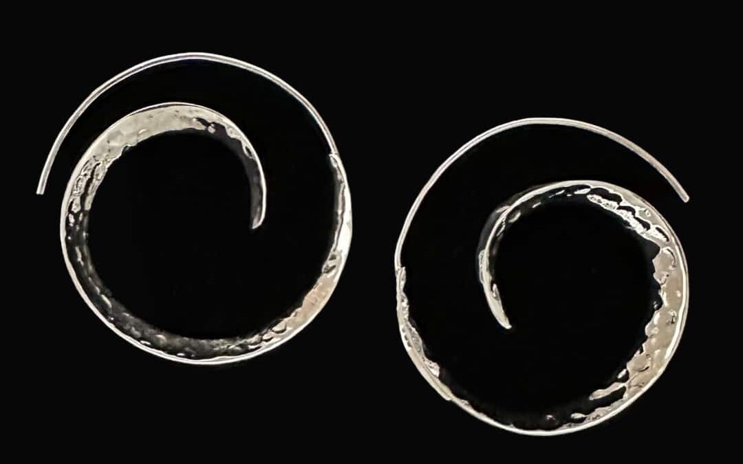 Sinuous Hammered Spiral Earrings