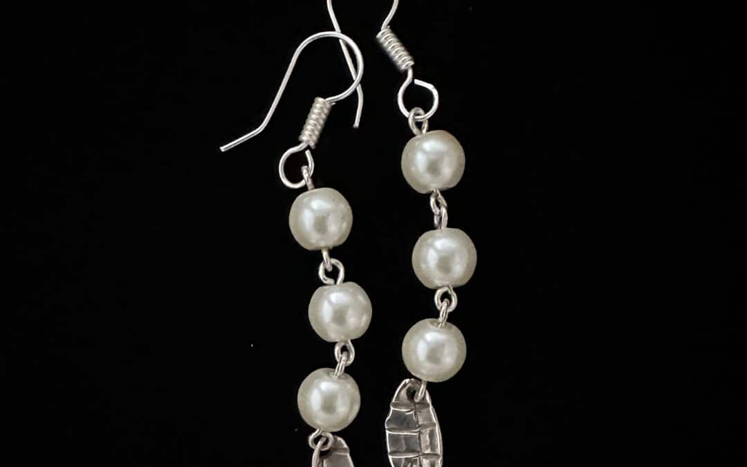 Pearls with Small Silver Feather