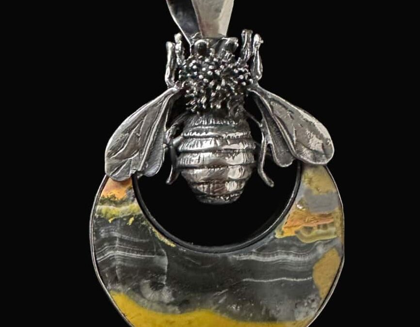Bumblebee Jasper Moon Pendant
