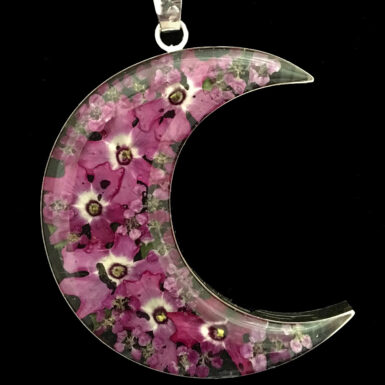 Pressed Flower Crescent Moon