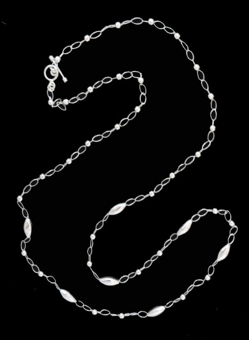 Handmade sterling silver almond beaded necklace