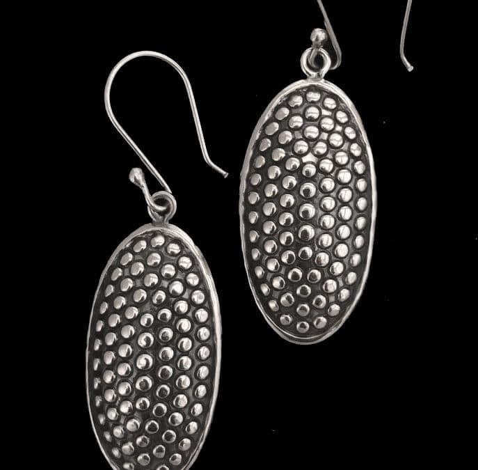 Sterling Silver Dotted Dome Earring