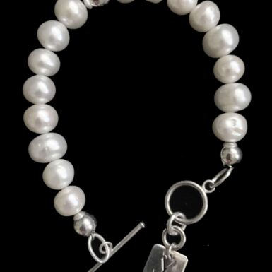 Sterling silver pearl bracelet charm