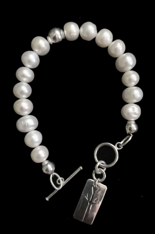 Sterling silver pearl bracelet charm