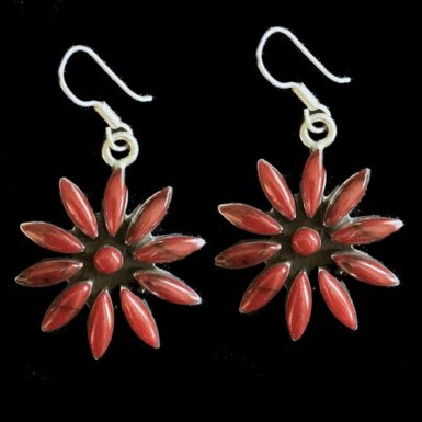Sterling Silver Red Enamel Daisy Earring