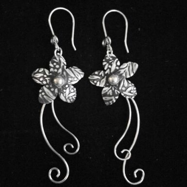Sterling Silver Texture Flower Earring