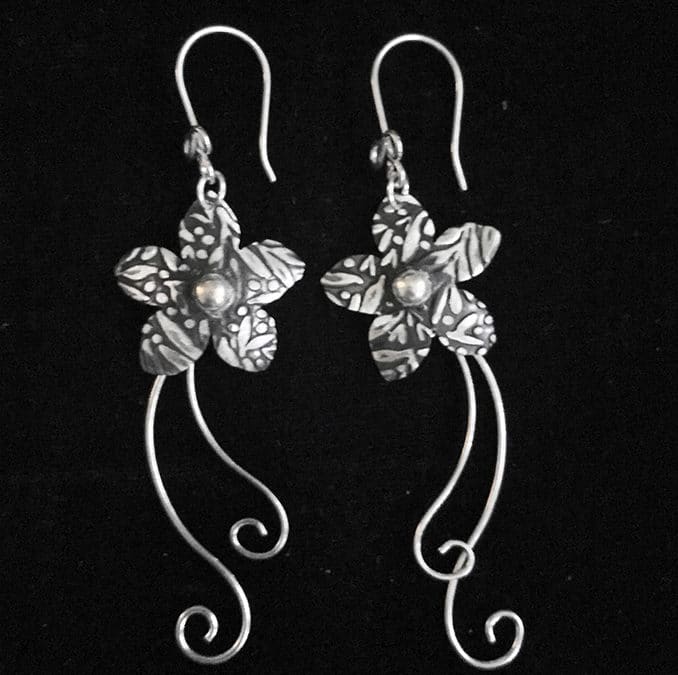 Sterling Silver Texture Flower Earring