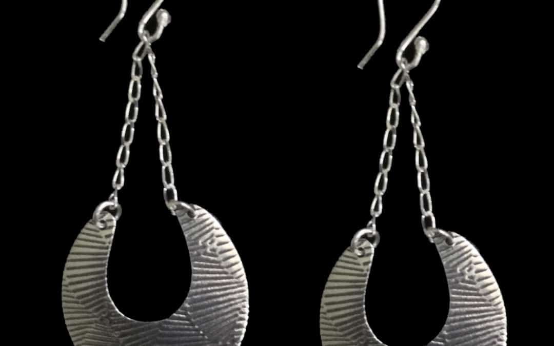 Texture Drop on Wire Sterling Silver Earring