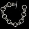 Handmade Sterling Silver Jewelry Texture Ring Link Bracelet
