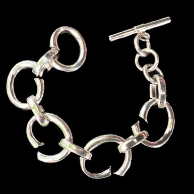 Sterling Silver Hollow Modern Link Bracelet