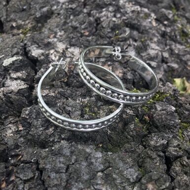 Sterling Silver Thin Half Bead Hoop