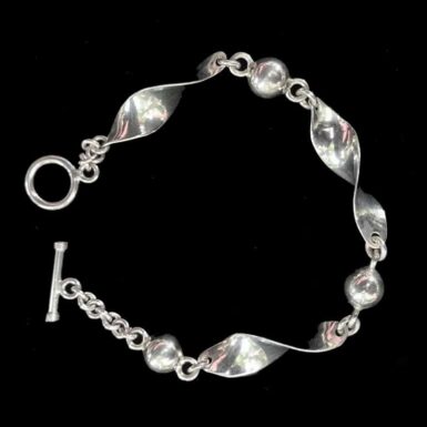 Swirl and Ball Link Bracelet