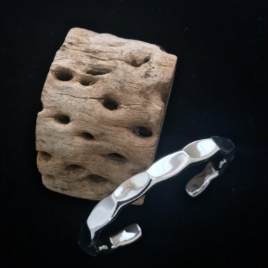 Sterling Silver Heavy Thumbprint Cuff Bracelet