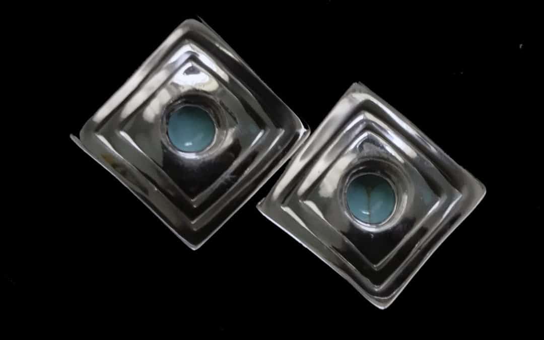 Sterling Silver Stacked Square Turquoise Post Earring