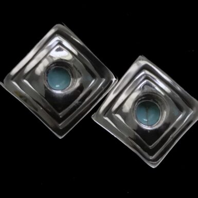 Sterling Silver Stacked Square Turquoise Post Earring