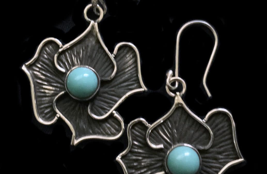 Sterling Silver Turquoise Wave Earring
