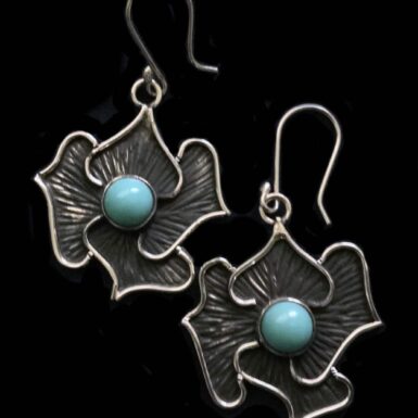 Sterling Silver Turquoise Wave Earring